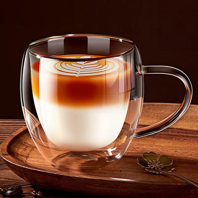 مج زجاج دبل شفاف 200 ملي للقهوة والشاي