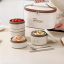 طقم لانش بوكس  4 علب بغطاء محكم الغلق مع شنطة حرارية لحفظ الطعام