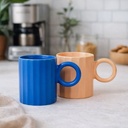 مج بورسلين بتصميم مضلع ويد دائرية لتناول النسكافيه 300 ملي