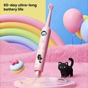 فرشة أسنان كهربائية للأطفال بتصميم كرتوني و 4 رؤوس قابلة للتبديل وخمسة أوضاع للتنظيف