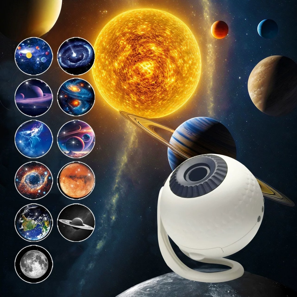 جلاكسي بروجيكتور ب 12 عرض مختلف للفضاء مع ريموت للتحكم عن بعد