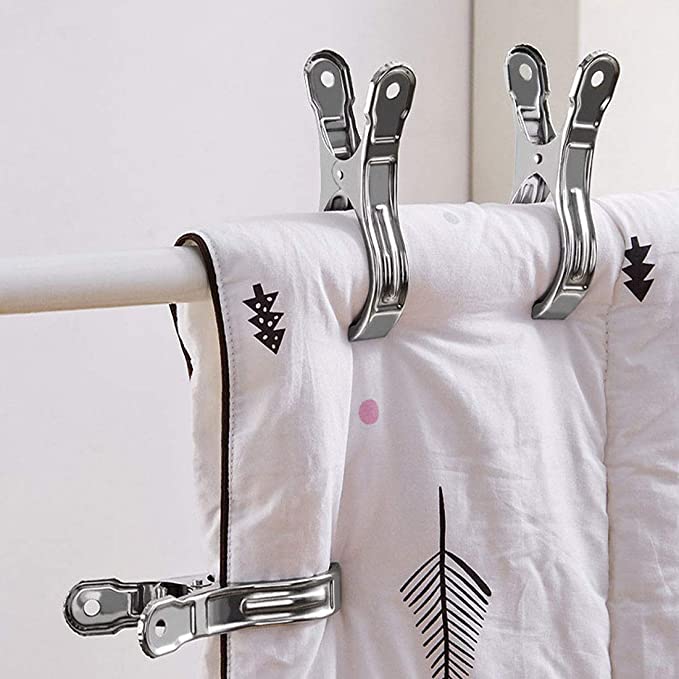 مشابك جامبو لنشر البطاطين والملابس الثقيلة استانلس 6 قطع