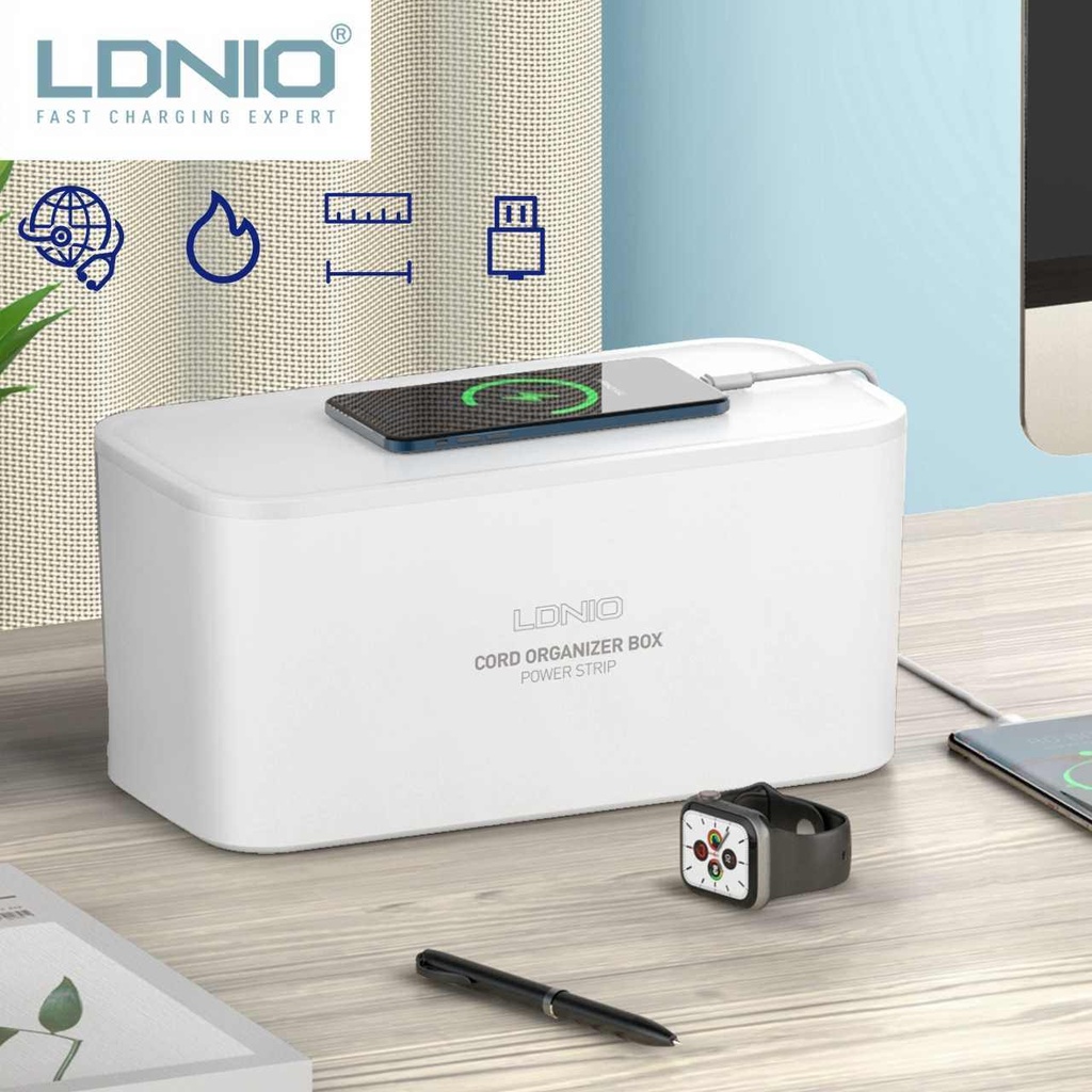 Power Socket with 5 Outlets &amp; 3 USB Outlets in a Box to Organize Wires