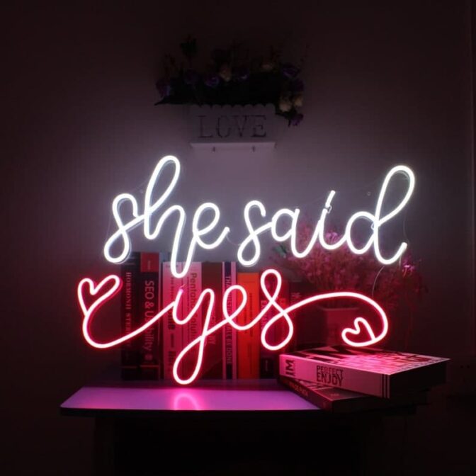 She Said Yes Wedding Proposal Neon Led Light Sign Art Decor