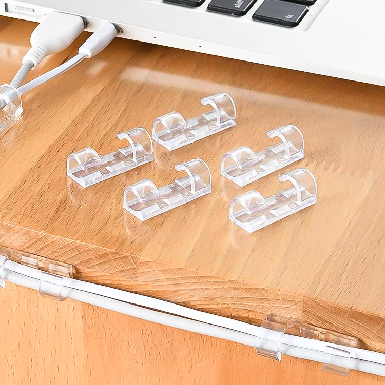 بديل كلبسات منظم للأسلاك والكابلات بلزق دبل فيس للتثبيت علي الحائط والمكتب شفاف 16 قطعة