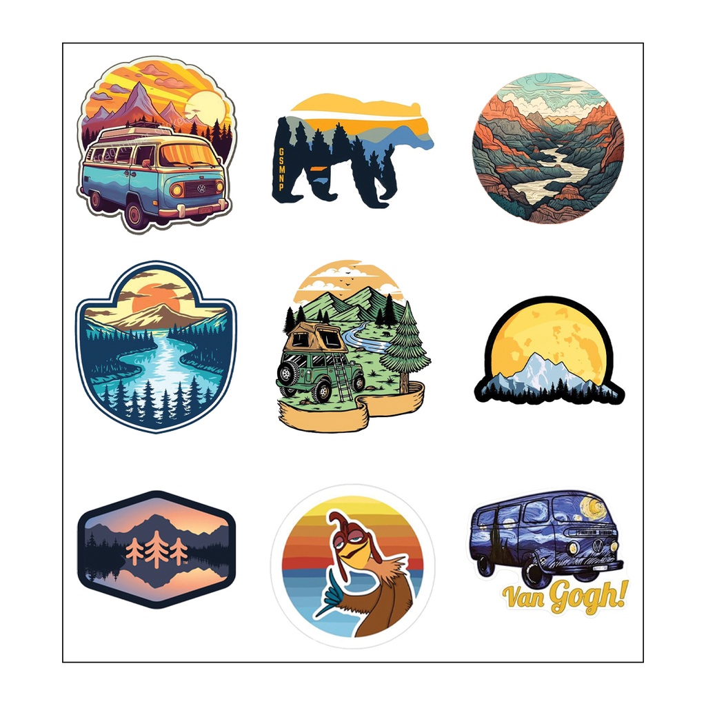 Adventure Lovers Vinyl Sticker Pack Reusable &amp; Waterproof