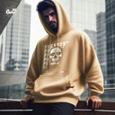 Preasure هودي اوفر سايز قطن باللون البيج