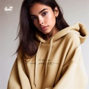 Live In The Moment هودي اوفر سايز قطن  باللون البيج