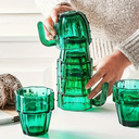 طقم كوبايات صبار 4 قطع زجاج مطلي باللون الأخضر لشرب وتقديم المشروبات الساخنة والباردة