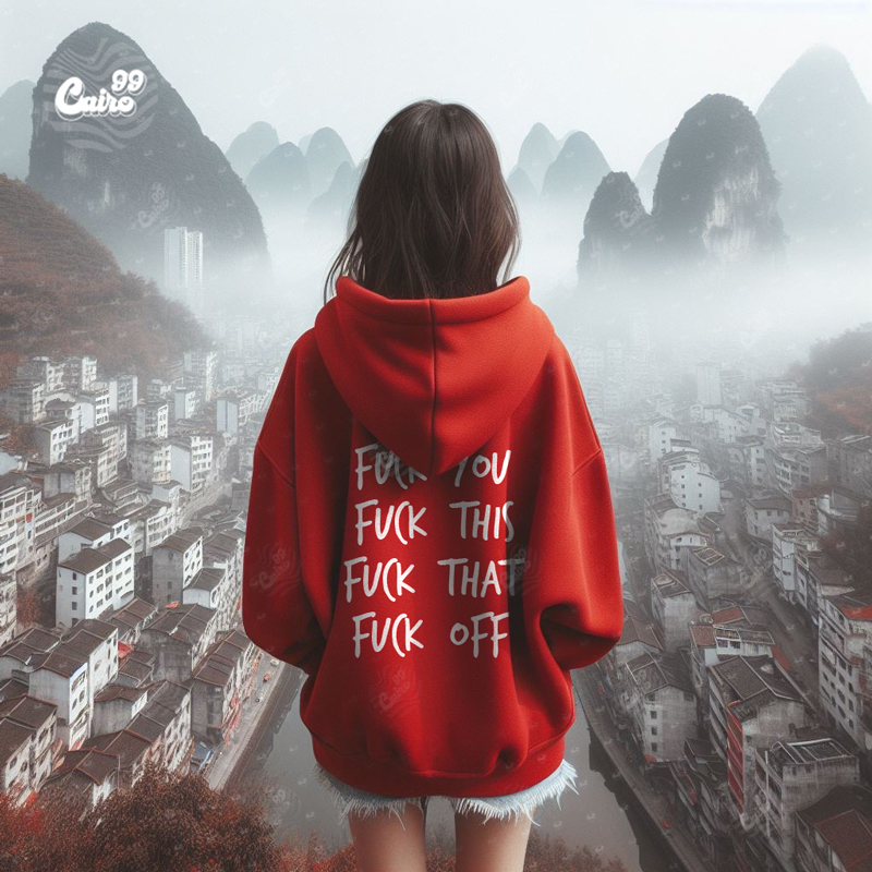 Fuck OFF هودي اوفر سايز قطن