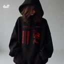 Darkness هودي اوفر سايز قطن باللون الأسود 