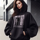 Inside Freedom هودي اوفر سايز قطن باللون الأسود 
