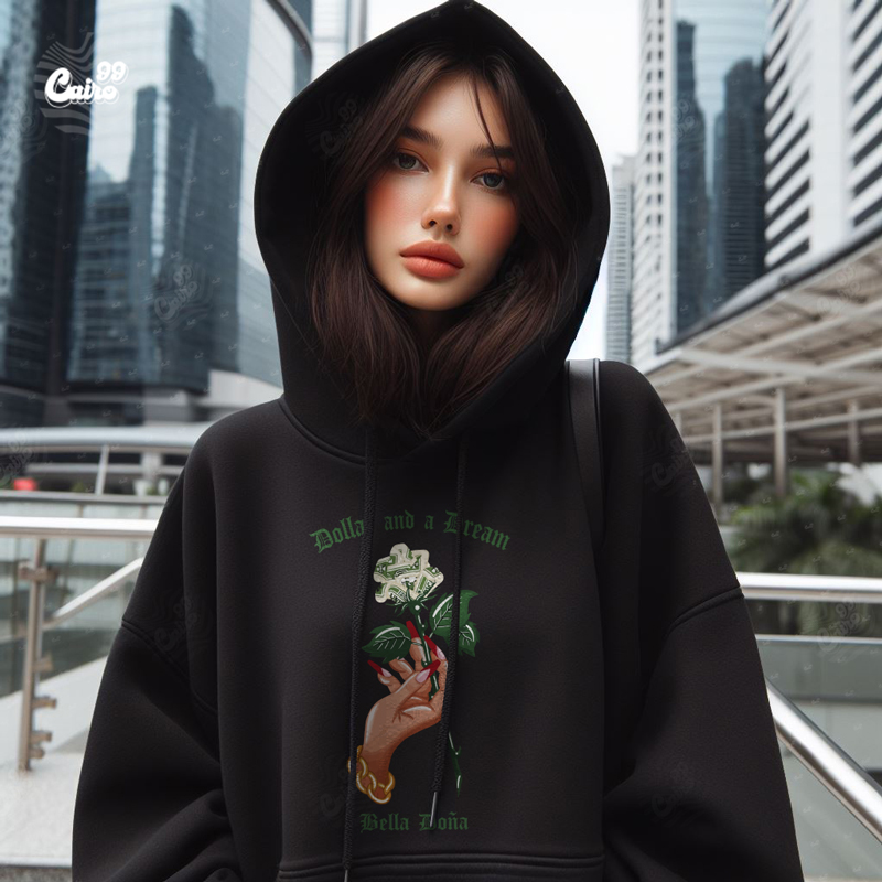 Dollar and a Dream هودي اوفر سايز قطن باللون الأسود