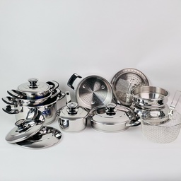 [HH00018916] طقم حلل استانلس ستيل للطهي 22 قطعة