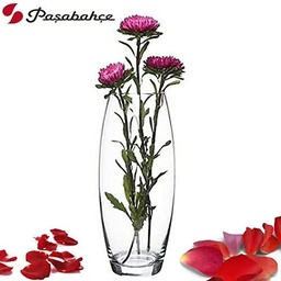 [HH00018962] فازة زجاج شفاف بتصميم بيضاوي الشكل مقاس 26 * 8 سم