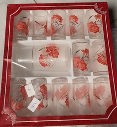 [HH00018983] طقم كوبايات زجاج 12 قطعة + شفشق بيد لشرب وتقديم المشروبات والعصائر