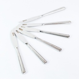 [HH00019387] طقم سكاكين عشاء استانلس ستيل تركي باللون الفضي بمقبض مزخرف 12 قطعة