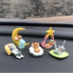 [HH00019467] طقم إكسسوارت  5 قطع بتصميم توم و جيري لتزين تابلوه السيارة والمكتب