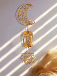 [HH00002432] دلاية هلال رمضان وفانوس ونجمة ذهبية خشب حجم كبير