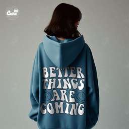 Better Things Are Coming هودي اوفر سايز قطن  باللون البترولي