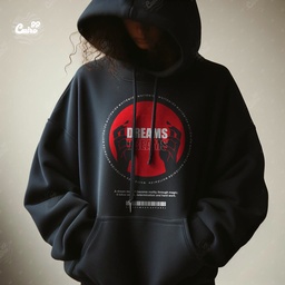 Dreams هودي اوفر سايز قطن باللون الأسود