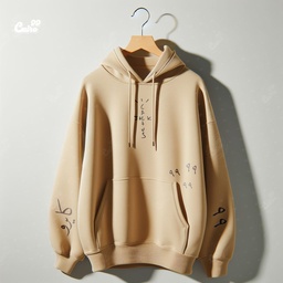 Jack Cactus هودي اوفر سايز قطن باللون البيج