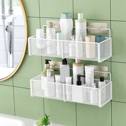 رف منظم وحامل لأدوات المطبخ والحمام والمكتب من المعدن بلزق دبل فيس قوي