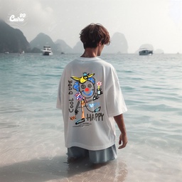 Cool Dude  تيشيرت اوفر سايز قطن باللون الابيض للرجال