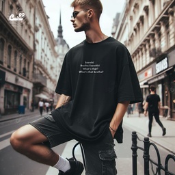 Eeewh! Whats That Brother تيشيرت اوفر سايز قطن باللون الاسود للرجال