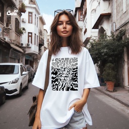 Do You Know Who You Are ? تيشيرت اوفر سايز قطن باللون الابيض للنساء