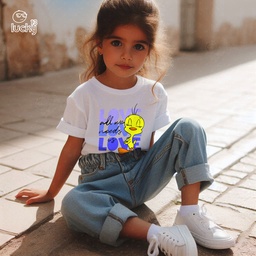 All We Need Is Love تيشيرت اطفال قطن باللون الابيض