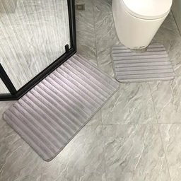 [HH00014726] طقم دواسات قطيفة ناعم لارضيات الحمام باللون الرمادي - قطعتين