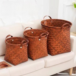 [HH00014929] طقم باسكت تخزين 3 قطع بمقاسات مختلفة منسوج من الرتان