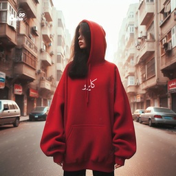 هودي "كايرو" اوفر سايز قطن للنساء باللون الاحمر