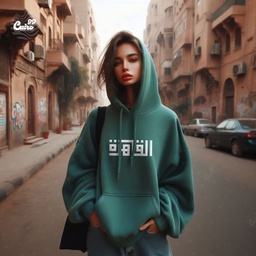 هودي "القاهرة" اوفر سايز قطن للنساء باللون الاخضر